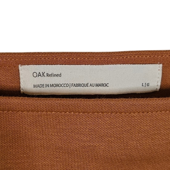 Oak + Fort Terracotta Tan Cotton Crop Top Square Neck Puff Half Sleeve size L - Picture 5 of 8